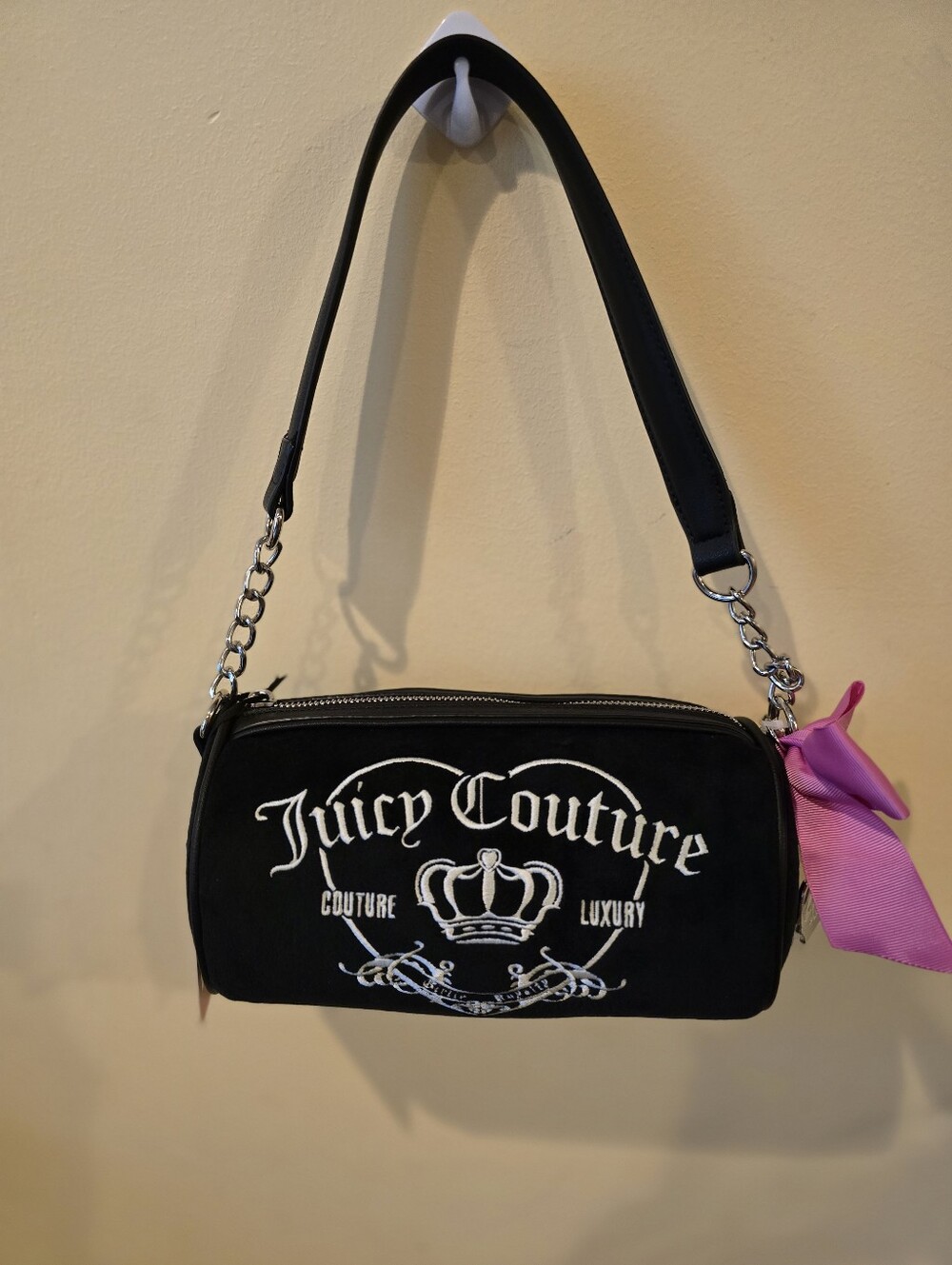 NWT Y2K Juicy Couture "Girlie Royalty" Barrel Bag in a classic "Liquorice" black
